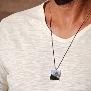Mountain necklace, Hiking gift, Climbing gift, Nature gift, Personalized gift, Men&#39;s mountain necklace silver, Unisex mountain necklace