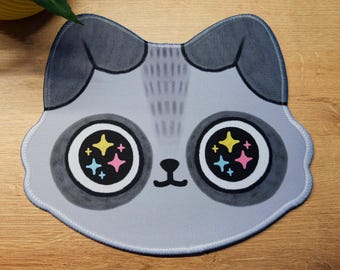 Cute Raccoon Mouse Pad | Stitched Edge, Rubber Back