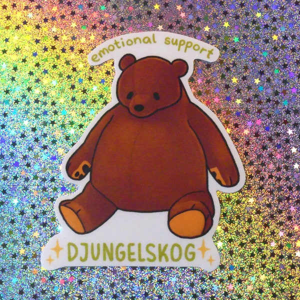 Emotional Support Djungelskog Matte Vinyl Sticker | waterproof laptop hydroflask journal sketchbook cute silly