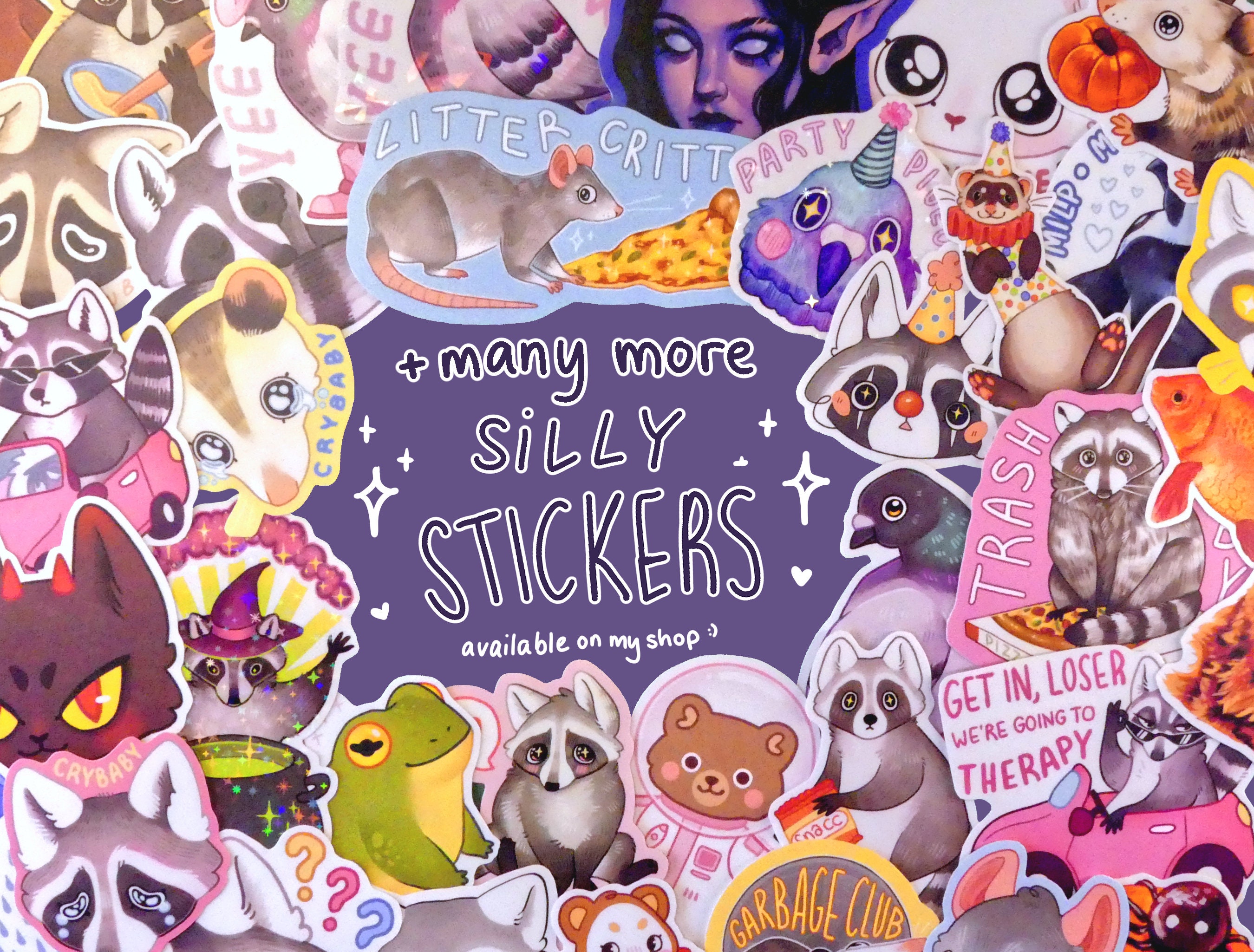 Silly Raccoons Matte Vinyl Stickers: Smooth Brain and Confused Waterproof  Laptop Hydroflask Journal Sketchbook Cute No Thoughts 