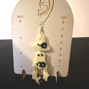 Handmade Glow-in-the-Dark Ghost Earrings with Witch Hat | Polymer Clay | Sterling Silver Hooks | Spooky Halloween Jewelry | Lightweight