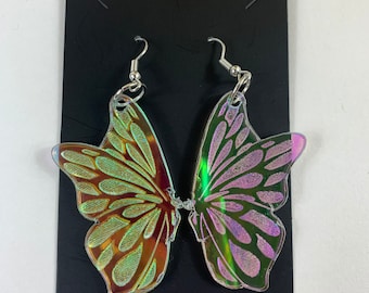 Handmade Iridescent Butterfly Earrings - Colorful and Elegant Jewelry for Special Occasions