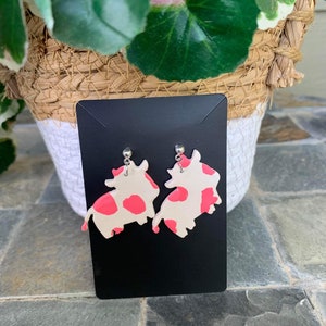 Cowprint Stud Earrings, Cowgirl Earrings, Gorgeous Earrings, Brown Cow Print Earrings, Polymer Clay Stud Earrings, Ladies Earrings