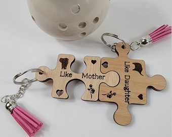 Zysta Portachiavi Mamma E Figlia/Figlio - Ciondoli Puzzle Incisi Con "Sei Il Tesoro" E "Sei Il Mondo" - In Acciaio Inox - Regalo Per La Festa Della Mamma
