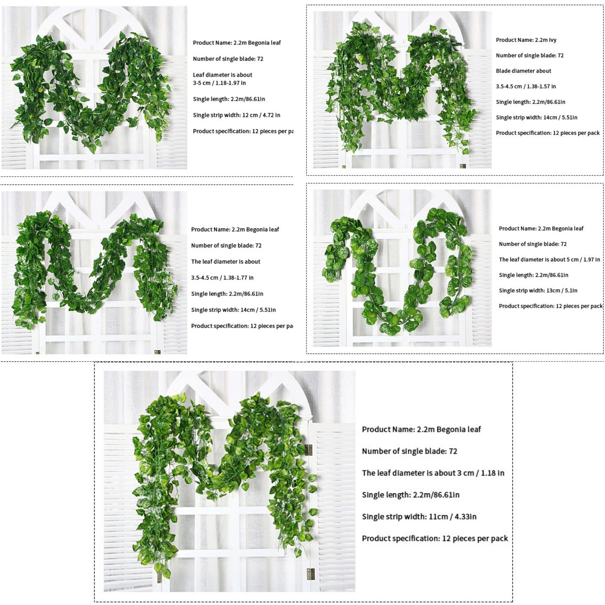 Artificial Fake Faux Vines 12Pcs Home Decoration Wall Deco Etsy