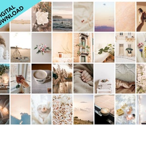 Dreamy Beige Calming VSCO Wall Collage Kit Photo Wall Aesthetic Prints - Bedroom Decor [DIGITAL DOWNLOAD] A5 & 6x4 Photos (50 pcs)