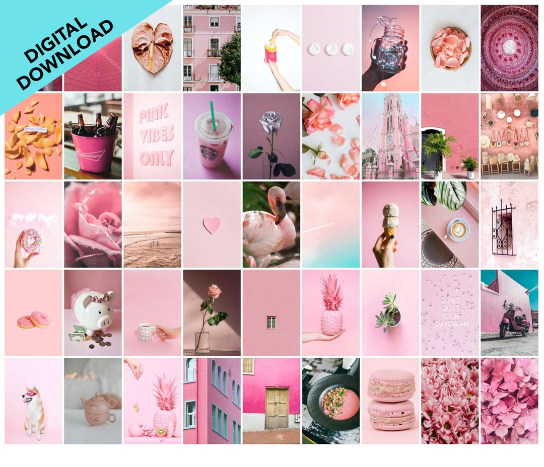 Pink 1 VSCO Wall Collage Kit Photo Wall Aesthetic Prints - Etsy