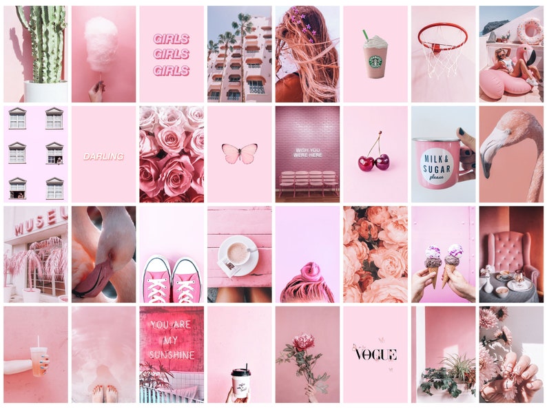 Pink 2 VSCO Wall Collage Kit Photo Wall Aesthetic Physical | Etsy