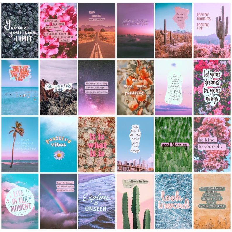 Positive Affirmations VSCO Wall Collage Kit Photo Wall Etsy