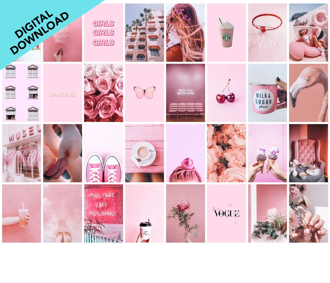 Pink 2 VSCO Wall Collage Kit Photo Wall Aesthetic DIGITAL DOWNLOAD