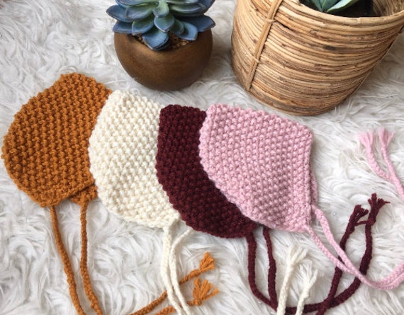 Bonnet Beguin Pour Bebe Et Enfant Au Tricot En Laine Bonnet Etsy