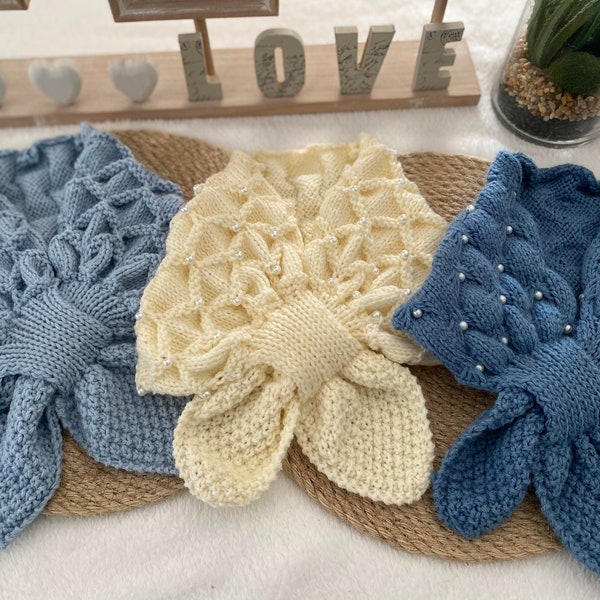 Echarpe avec motif perle ou sans pour bébé fille ou garçon/ cadeau naissance/fait main/valise de naissance/hiver/tricot bébé/