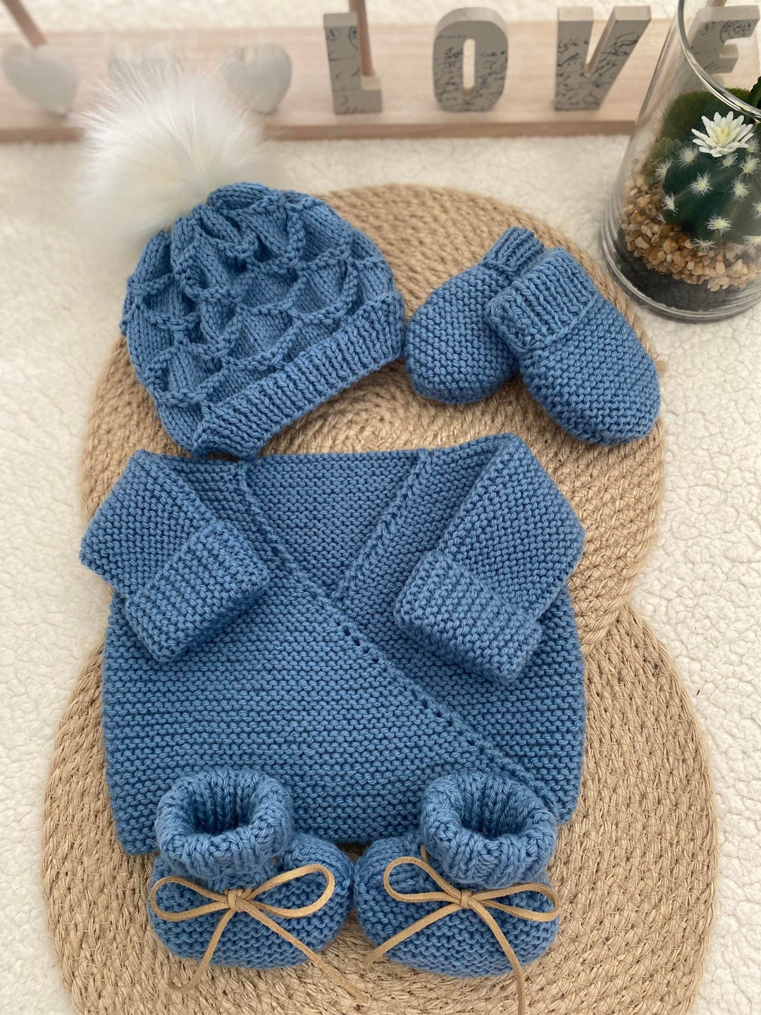 Brassière Kit Naissance Bonnet Moufle Chausson Lot Pieces