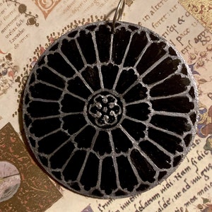 3&quot; diameter Metallic Rose Window Hand painted Pendant