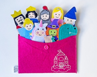 Felt Finger Puppets * Fairy Tales ( King, Queen, Knight, Princess, Dragon, Unicorn, Wizard, Witch, Fairy) Narrate Bedtime Stories