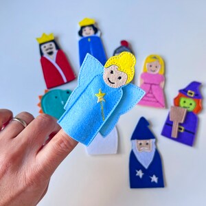 Felt Finger Puppets Fairy Tales King, Queen, Knight, Princess, Dragon, Unicorn, Wizard, Witch, Fairy Narrate Bedtime Stories image 6