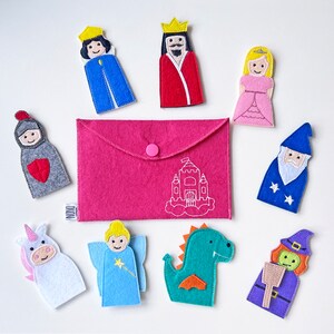 Felt Finger Puppets Fairy Tales King, Queen, Knight, Princess, Dragon, Unicorn, Wizard, Witch, Fairy Narrate Bedtime Stories image 4