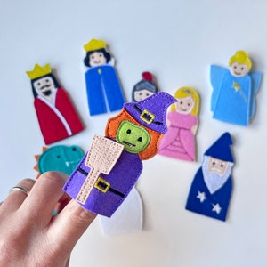 Felt Finger Puppets Fairy Tales King, Queen, Knight, Princess, Dragon, Unicorn, Wizard, Witch, Fairy Narrate Bedtime Stories image 7