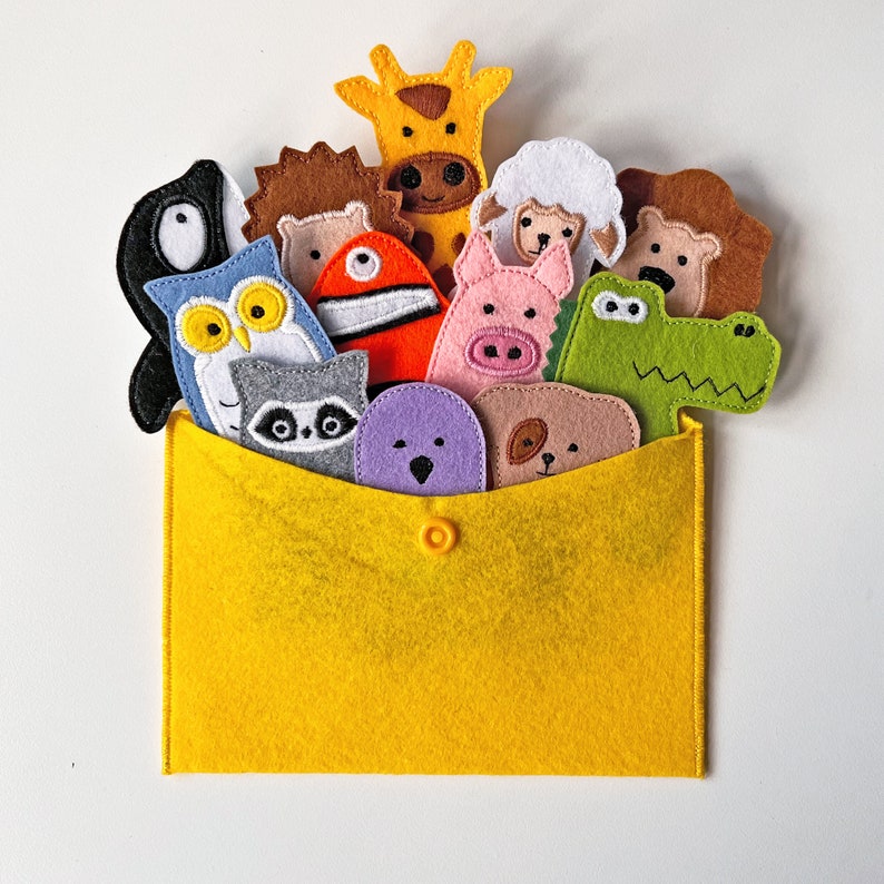 Create Your Own Felt Finger Puppet Set, 53 Animals, Educational Toys