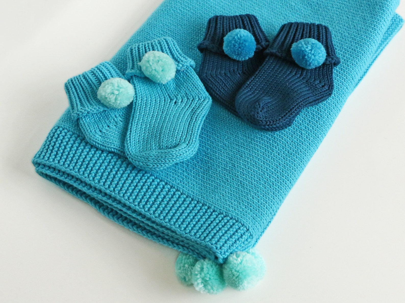Cotton Baby Blanket & Socks Setknitted Blanket Stroller Etsy