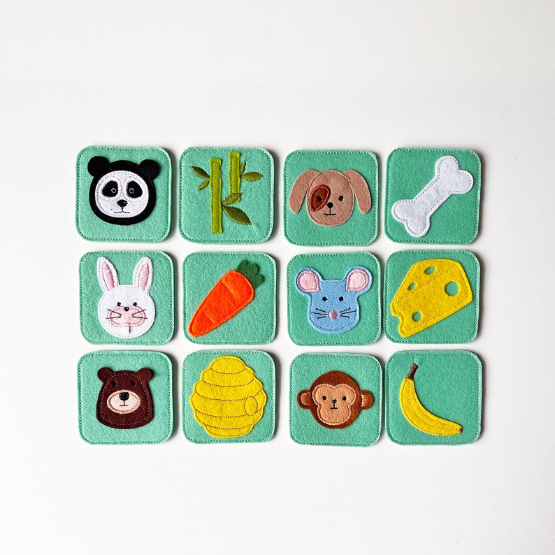 Animal Memory Game 2 in 1 Felt Cards, Montessori Toys Memory and Matching Skills for Toddlers and Kids image 3