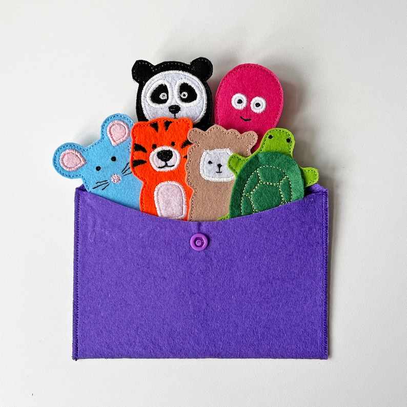 Create Your Own Felt Finger Puppet Set, 53 Animals, Educational Toys