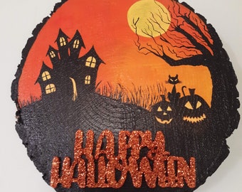 Happy Halloween wood wall hanging