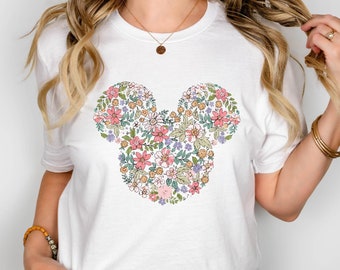 Mickey Head Flowers Shirt, Floral Mickey Head Shirt, Mickey Mouse Shirt, Mickey Flowers Tshirt, Disney Flowers Shirt, Disney Vacation Shirt