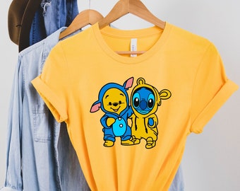 Baby Pooh and Stitch Shirt, Best Friends Shirts, Winnie The Pooh and Stitch T-Shirt, Disney Friends Shirt, Disney Gift For Friend