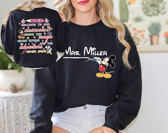 Personalized Disney Teacher Sweatshirt, Custom Name Mickey Mouse Teacher Sweatshirt, Funny Disney Teacher Sweatshirt, Disney Teacher Hoodie