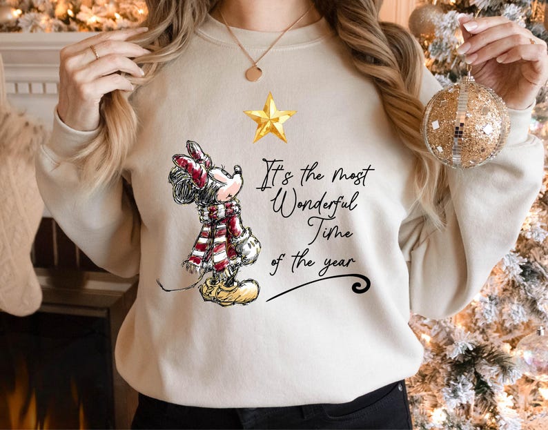 Minnie Mouse Christmas Sweatshirt, It's the Most Wonderful Time Pullover, Disney Holiday Star Sweater bild 1