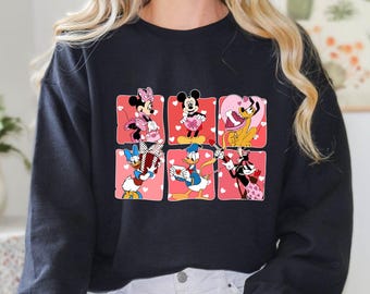 Disney Valentines Day Mickey and Friends Sweatshirt, Disneyland Valentines Day Sweatshirt, Disney World Family Vacation Sweatshirt