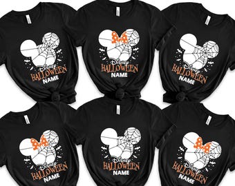 Custom Name Disney Halloween Minnie Mickey Family Matching Shirts, Disney Family Shirt, Disneyworld Trip Shirt, Disney Halloween 2024 Tee