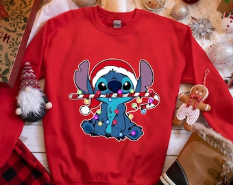 Sudadera navideña de Disney Stitch, sudadera de Stitch, Lilo y Stitch, sudadera navideña, sudadera de viaje a Disneyland, sudadera con capucha de Disney Stitch