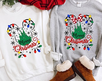 Merry Christmas Disney Lights Sweatshirt, Christmas Lights Family Matching Sweatshirt, Disney Christmas Hoodie, Disney Christmas Sweatshirt