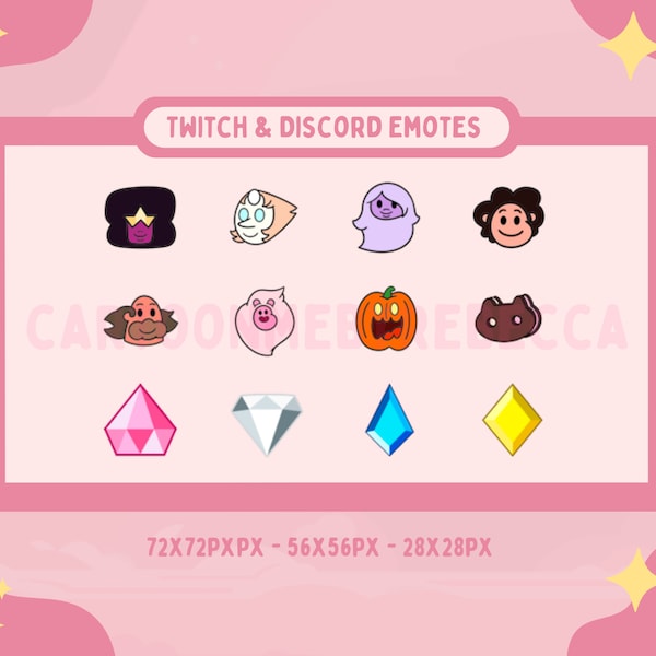 Steven Universe Emotes I Discord Emote Pack I Twitch Emote Pack I Cartoon Streamer Set I