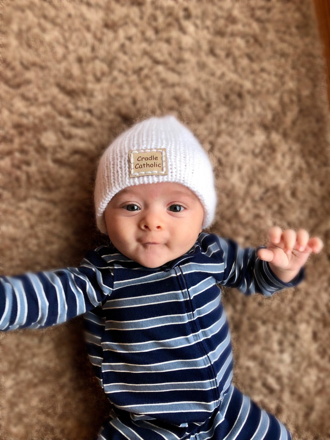 Catholic Baptism Gift, Catholic Baby Hat, Catholic Baby Gift, Infant Baptism Gift, Cradle