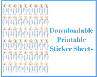 Stickers gezegende moeder: katholiek afdrukbaar stickervel (digitale download)