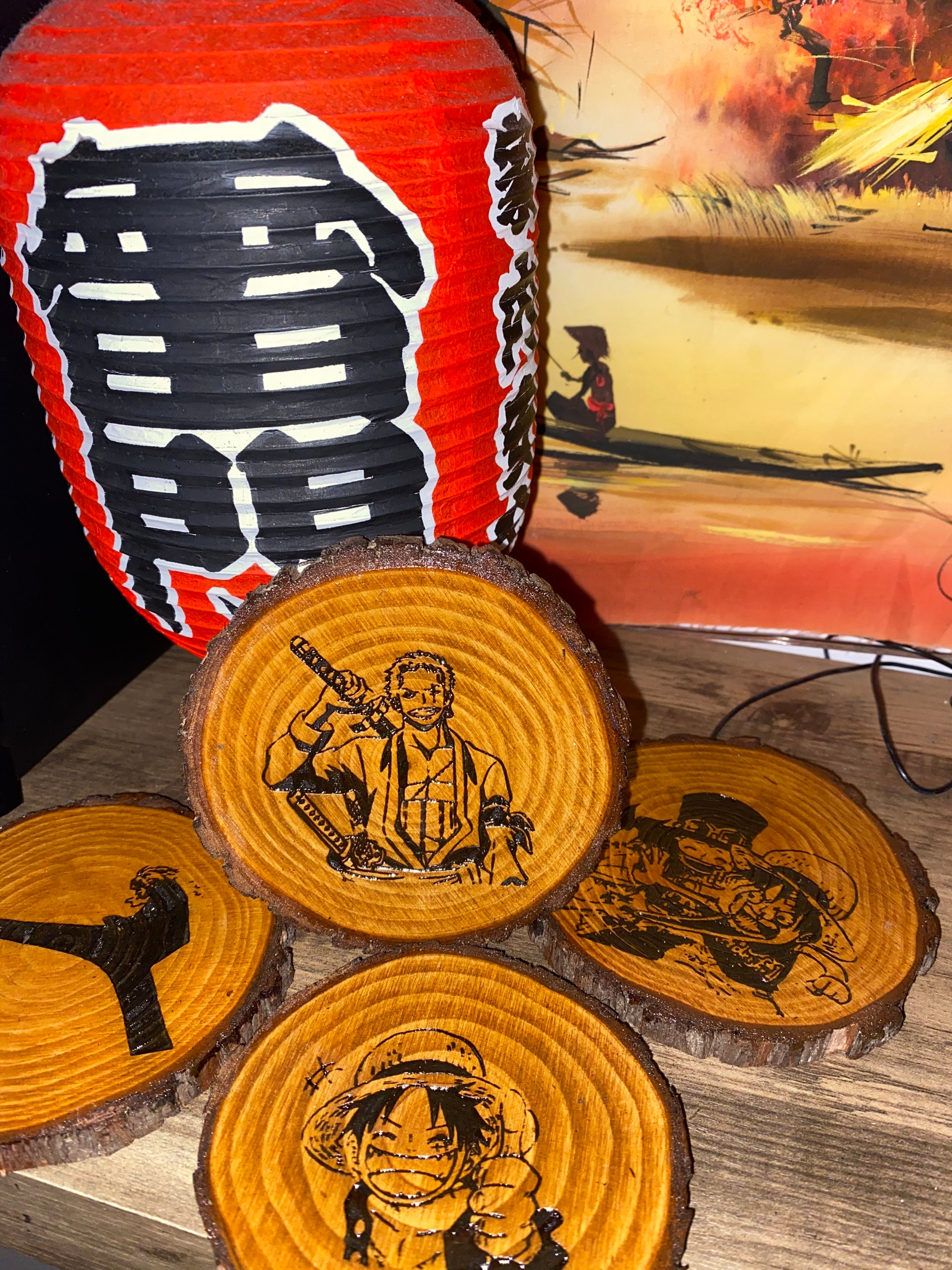 One Piece / Anime Coasters de madera natural hechos a mano | Etsy