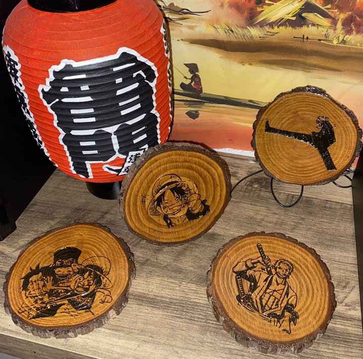 One Piece Anime Coasters De Madera Natural Hechos A Mano Etsy