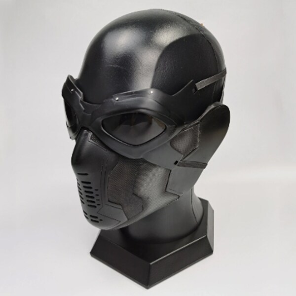 Winter Soldier Mask with Glasses Set Bucky Barnes Mask Bucky Cosplay Costume 1:1 Life Scale Wearable Movie Prop Replica Cosplay Adult Mask