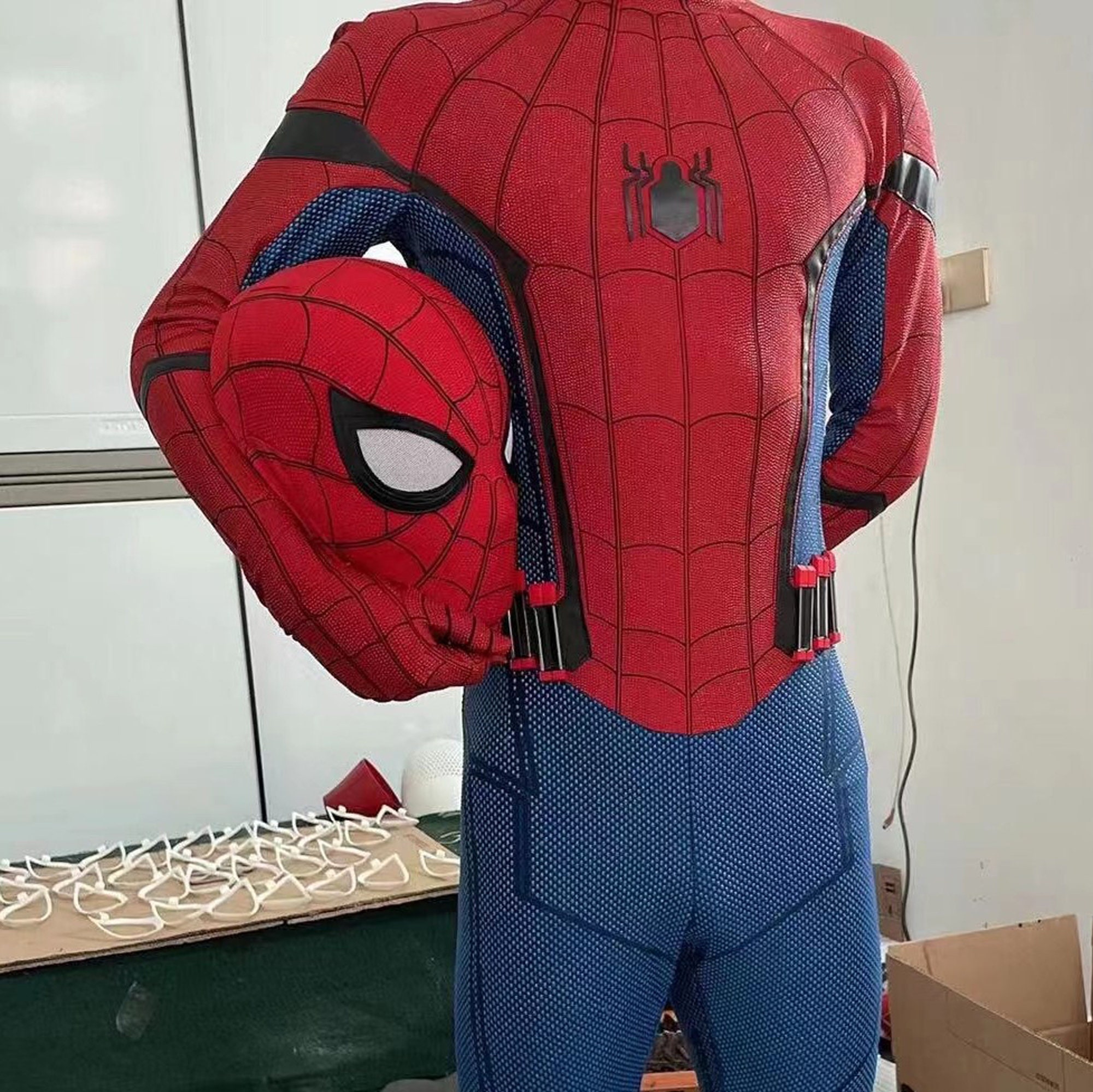 Spider Man Black Suit Homecoming Peter Parker Cosplay Costume Mask Handmade  | eBay