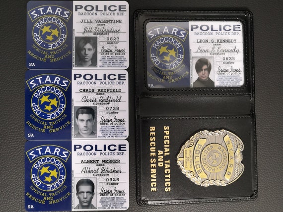 Resident Evil Biohazard S.T.A.R.S Leather Wallet Badge ID Holder R.P.D  Police