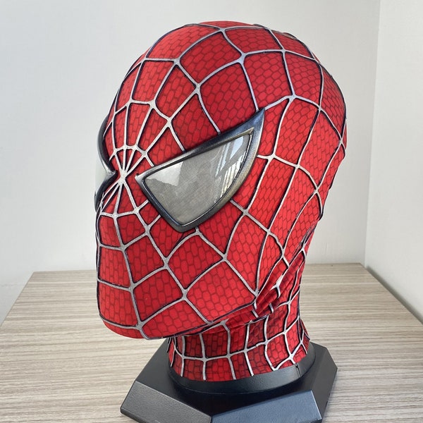 Red Sam Raimi Spiderman Mask Black Mask Cosplay Spiderman Mask upgraded 3D Rubber Web Wearable Movie Prop Replica, Comics Con, Tobey Maguire