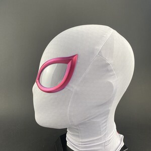 Maschera Spiderman Gwen Stacy (Ghost-Spider) Con Occhi A Comando - Cosplay Leggero, Bianco
