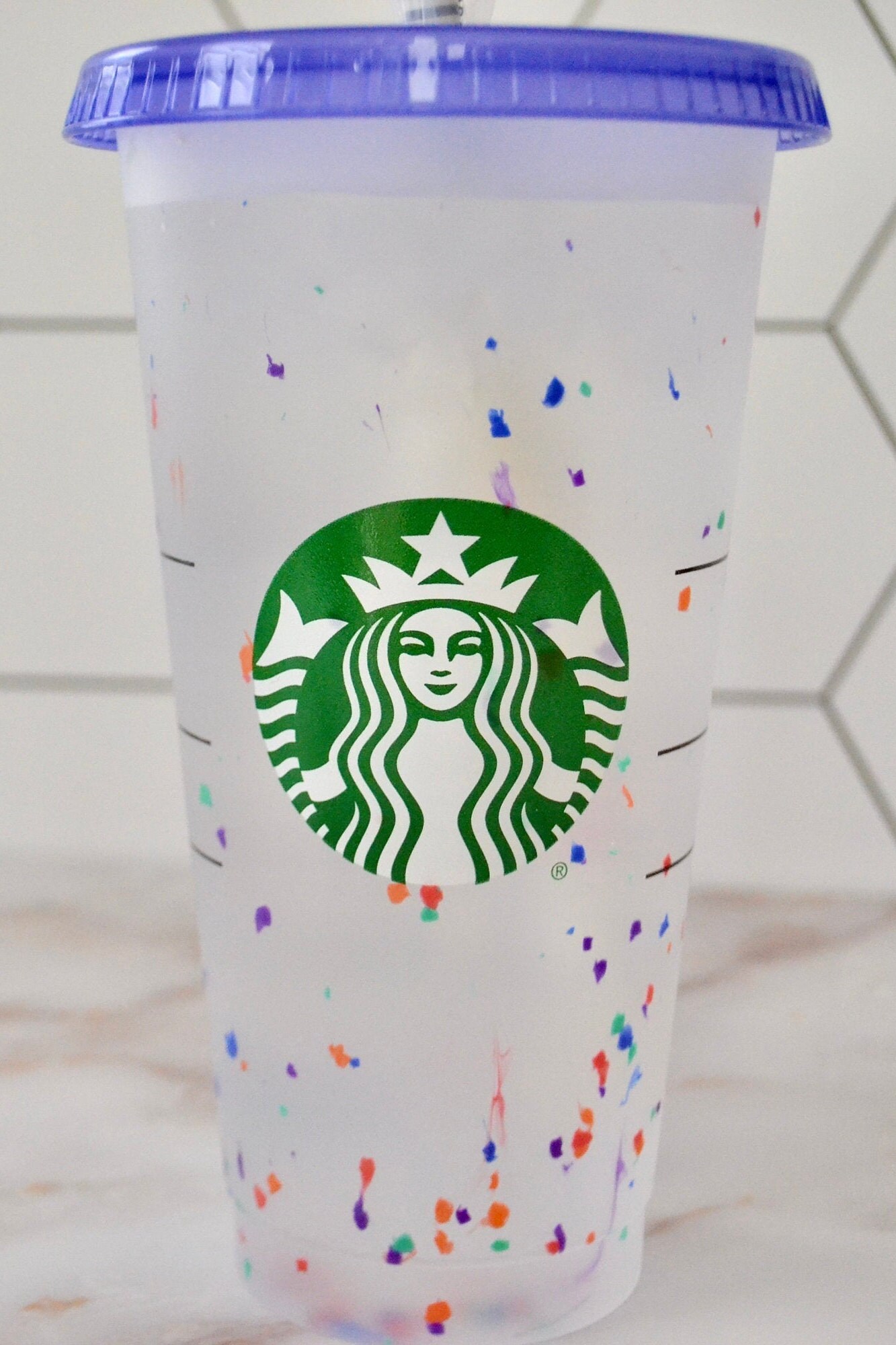 Personalized Starbucks Rainbow Confetti Cup Reusable Venti Etsy UK