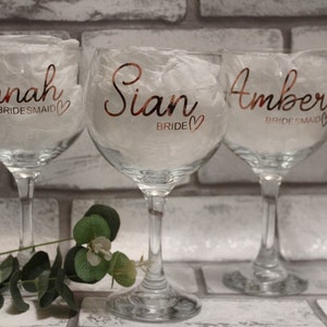 Personalised gin glass - birthday - bridal party - Mother’s Day - bridesmaid - maid of honour - bride - mother of the bride - wine glass