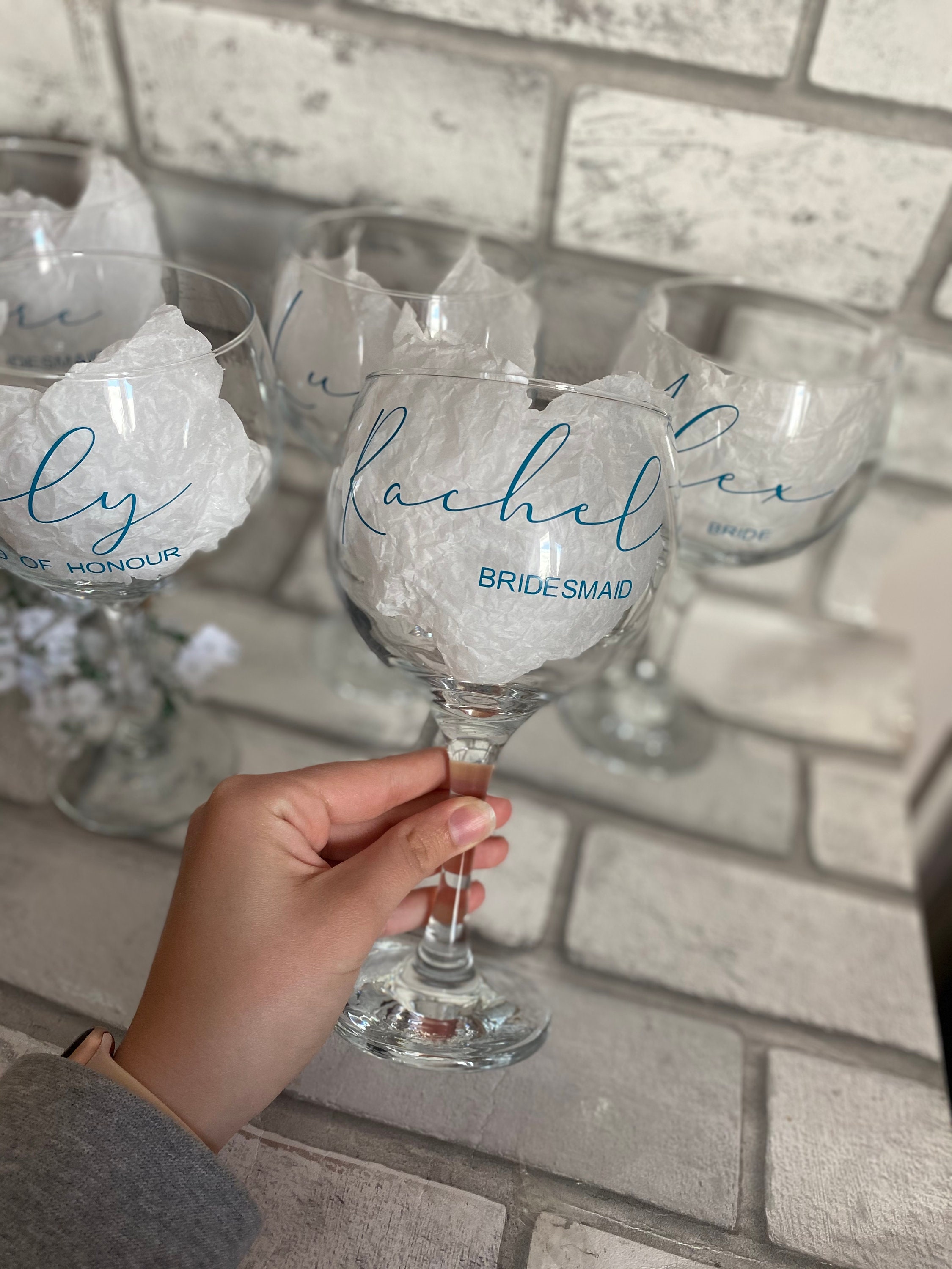 Personalised Gin Glass Wedding Bridal Party Etsy UK