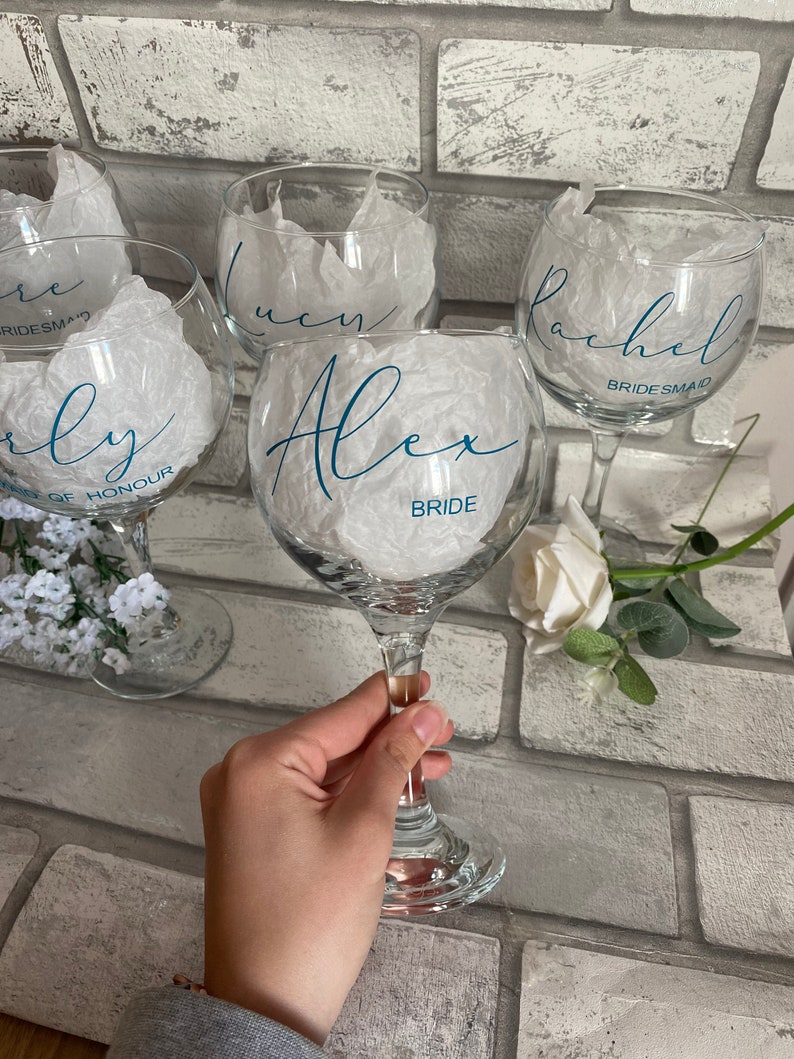 Personalised Gin Glass Wedding Bridal Party Etsy UK