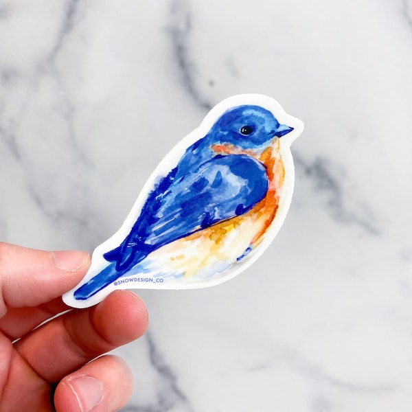 Bluebird Sticker - 3"  /  Bluebird Watercolor Stickers  /  Bluebird Print  /  Bird Stickers  /  Bluebird Gift  /  Illustrated Stickers